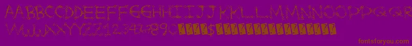 Splatterfuntime-Schriftart – Braune Schriften auf violettem Hintergrund