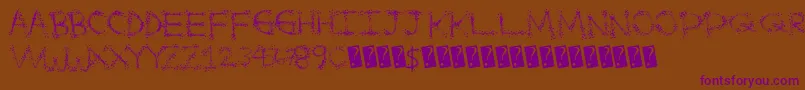 Splatterfuntime-Schriftart – Violette Schriften auf braunem Hintergrund