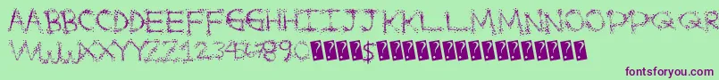 Splatterfuntime-Schriftart – Violette Schriften auf grünem Hintergrund