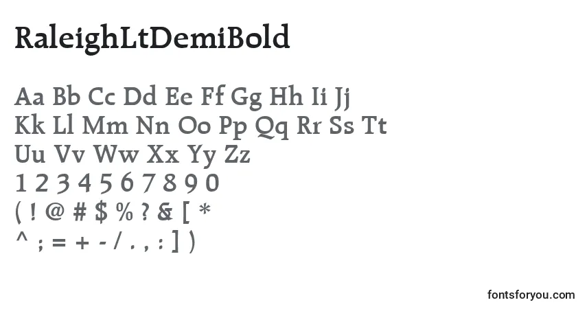 Schriftart RaleighLtDemiBold – Alphabet, Zahlen, spezielle Symbole