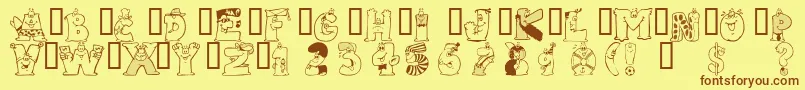 101Pictobet Font – Brown Fonts on Yellow Background