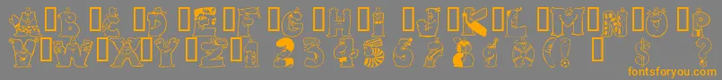 101Pictobet-Schriftart – Orangefarbene Schriften auf grauem Hintergrund