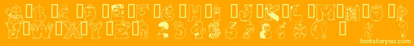 101Pictobet Font – Yellow Fonts on Orange Background