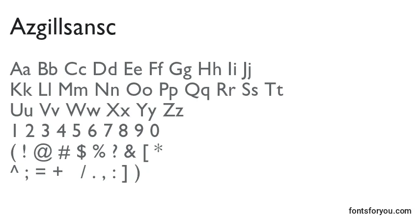 Czcionka Azgillsansc – alfabet, cyfry, specjalne znaki