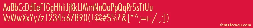 FuturaLtCondensedLight Font – Yellow Fonts on Red Background