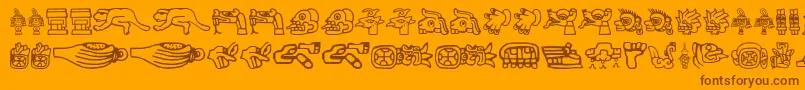Fonte Aztec – fontes marrons em um fundo laranja