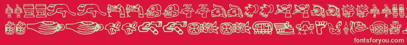 Aztec Font – Green Fonts on Red Background