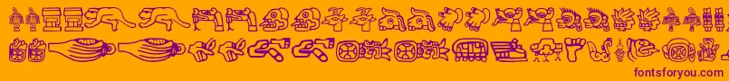 Aztec Font – Purple Fonts on Orange Background
