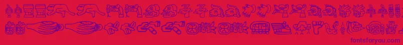 Aztec-Schriftart – Violette Schriften auf rotem Hintergrund