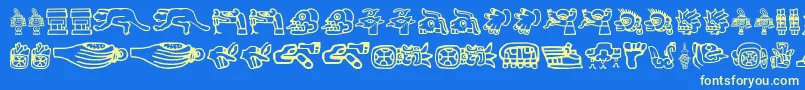 フォントAztec – 黄色の文字、青い背景