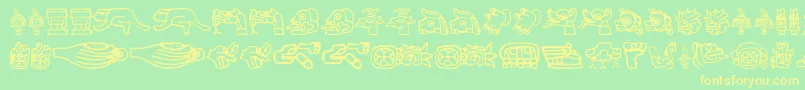 フォントAztec – 黄色の文字が緑の背景にあります