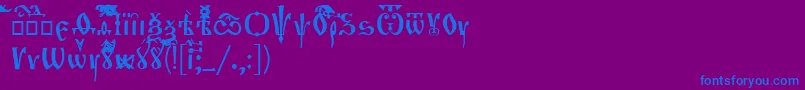 OrthodoxLoose-Schriftart – Blaue Schriften auf violettem Hintergrund