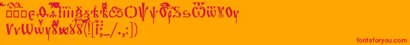 OrthodoxLoose-Schriftart – Rote Schriften auf orangefarbenem Hintergrund
