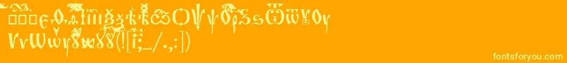 OrthodoxLoose-Schriftart – Gelbe Schriften auf orangefarbenem Hintergrund