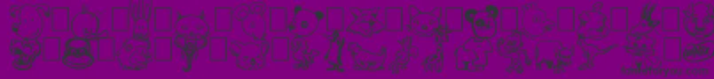 Toonimals-Schriftart – Schwarze Schriften auf violettem Hintergrund