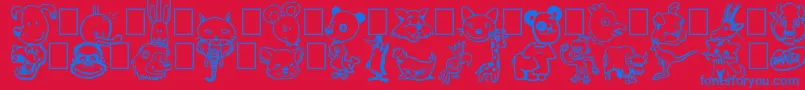 Toonimals-Schriftart – Blaue Schriften auf rotem Hintergrund