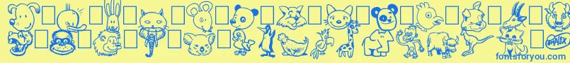 Toonimals Font – Blue Fonts on Yellow Background