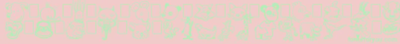 Czcionka Toonimals – zielone czcionki na różowym tle