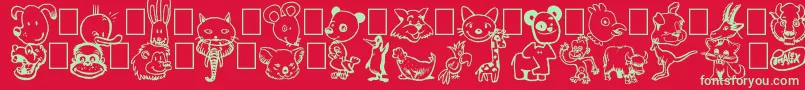 Toonimals Font – Green Fonts on Red Background