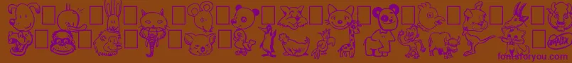 Toonimals-Schriftart – Violette Schriften auf braunem Hintergrund