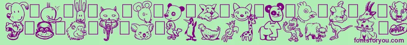 Toonimals-fontti – violetit fontit vihreällä taustalla