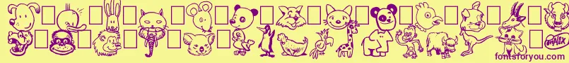 Toonimals-fontti – violetit fontit keltaisella taustalla