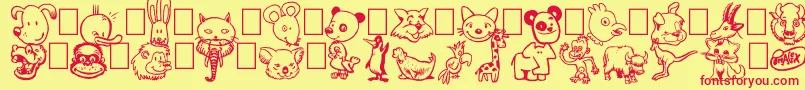 Toonimals Font – Red Fonts on Yellow Background