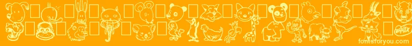 Toonimals-Schriftart – Gelbe Schriften auf orangefarbenem Hintergrund