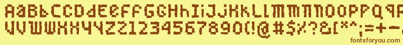 Buggedbit Font – Brown Fonts on Yellow Background