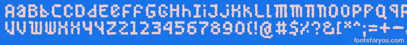 Buggedbit Font – Pink Fonts on Blue Background