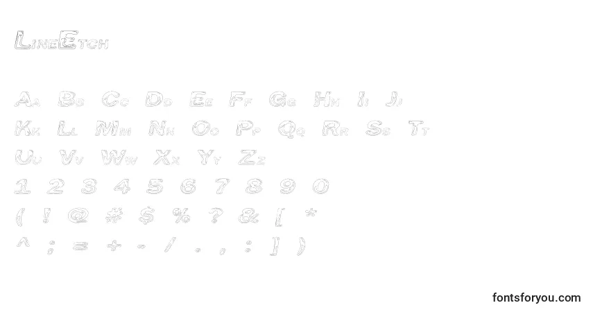 LineEtch-fontti – aakkoset, numerot, erikoismerkit