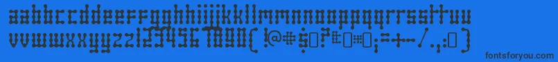 SkeletorstanceRegular-Schriftart – Schwarze Schriften auf blauem Hintergrund