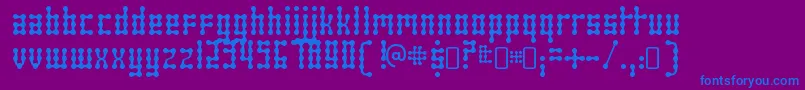 SkeletorstanceRegular-Schriftart – Blaue Schriften auf violettem Hintergrund