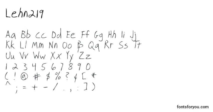 A fonte Lehn219 – alfabeto, números, caracteres especiais