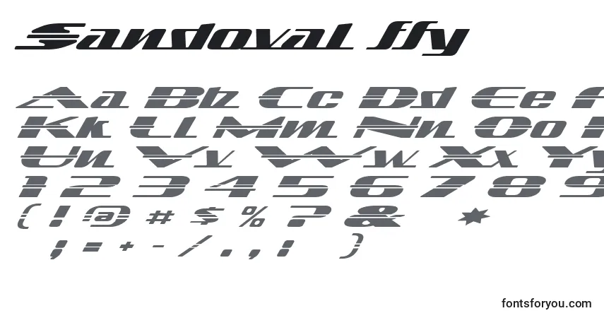 Czcionka Sandoval ffy – alfabet, cyfry, specjalne znaki