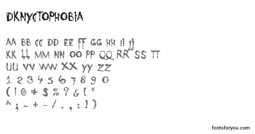 A fonte DkNyctophobia – alfabeto, números, caracteres especiais