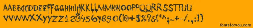 DkNyctophobia-Schriftart – Schwarze Schriften auf orangefarbenem Hintergrund