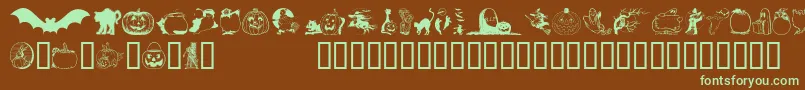 HelloweenVersion2-fontti – vihreät fontit ruskealla taustalla