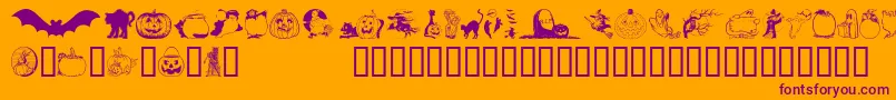 HelloweenVersion2-Schriftart – Violette Schriften auf orangefarbenem Hintergrund