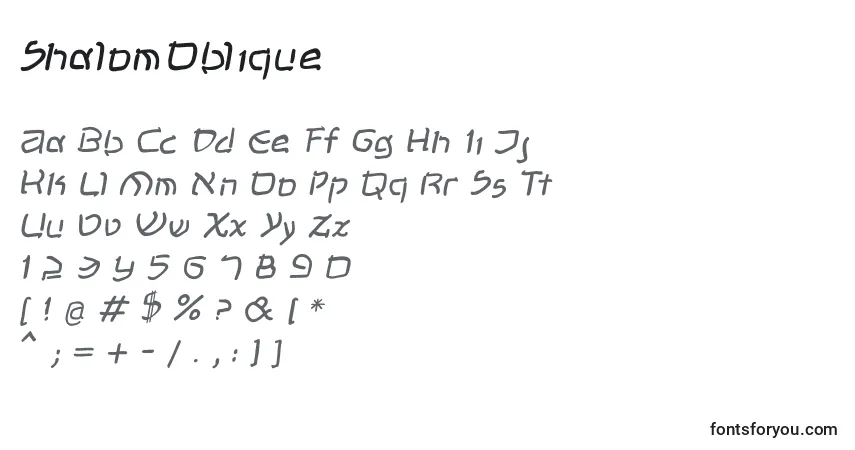 ShalomOblique-fontti – aakkoset, numerot, erikoismerkit