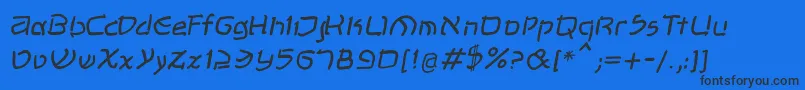 Czcionka ShalomOblique – czarne czcionki na niebieskim tle