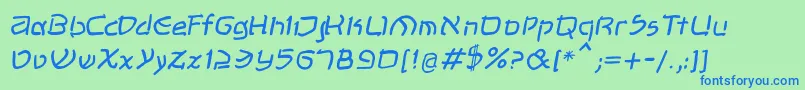 Шрифт ShalomOblique – синие шрифты на зелёном фоне