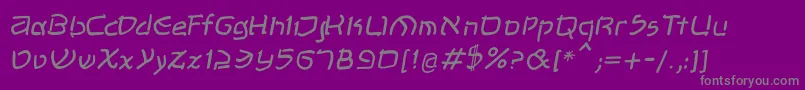 フォントShalomOblique – 紫の背景に灰色の文字