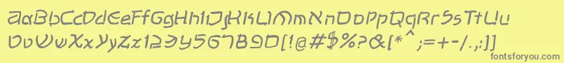 フォントShalomOblique – 黄色の背景に灰色の文字