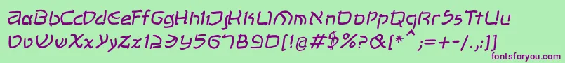 Шрифт ShalomOblique – фиолетовые шрифты на зелёном фоне