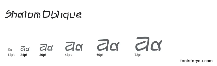 Размеры шрифта ShalomOblique
