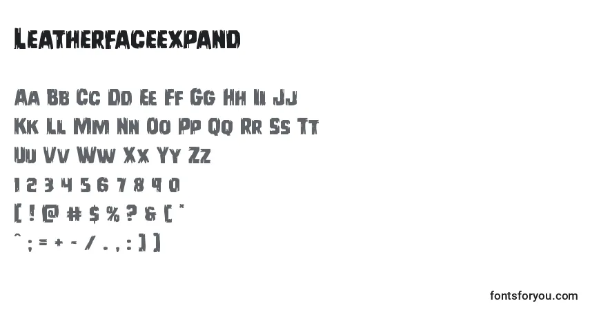 Fuente Leatherfaceexpand - alfabeto, números, caracteres especiales