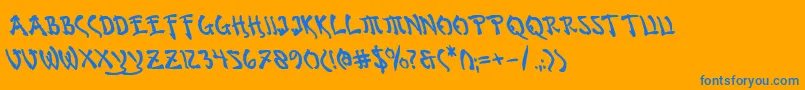 Bushidobl Font – Blue Fonts on Orange Background