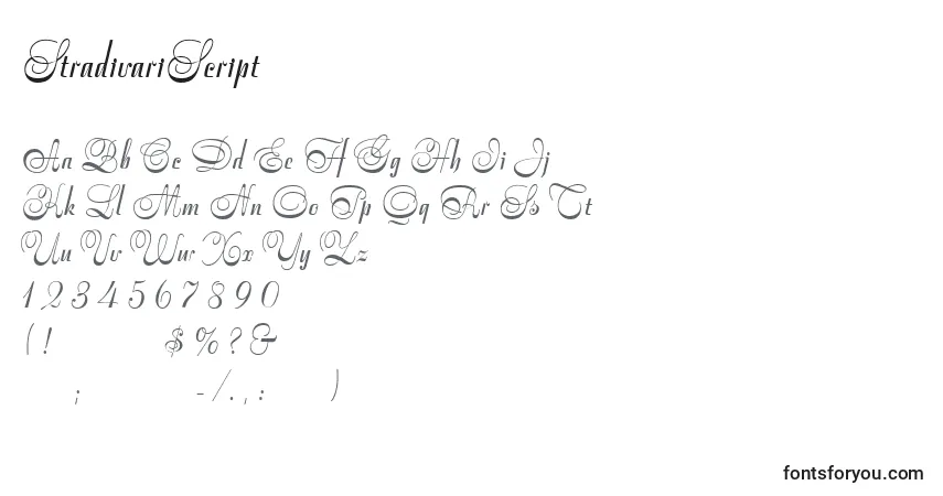 Fuente StradivariScript - alfabeto, números, caracteres especiales