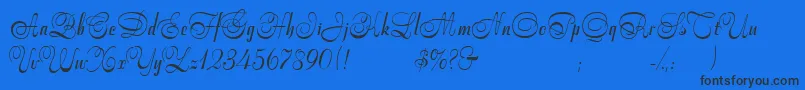 StradivariScript-Schriftart – Schwarze Schriften auf blauem Hintergrund